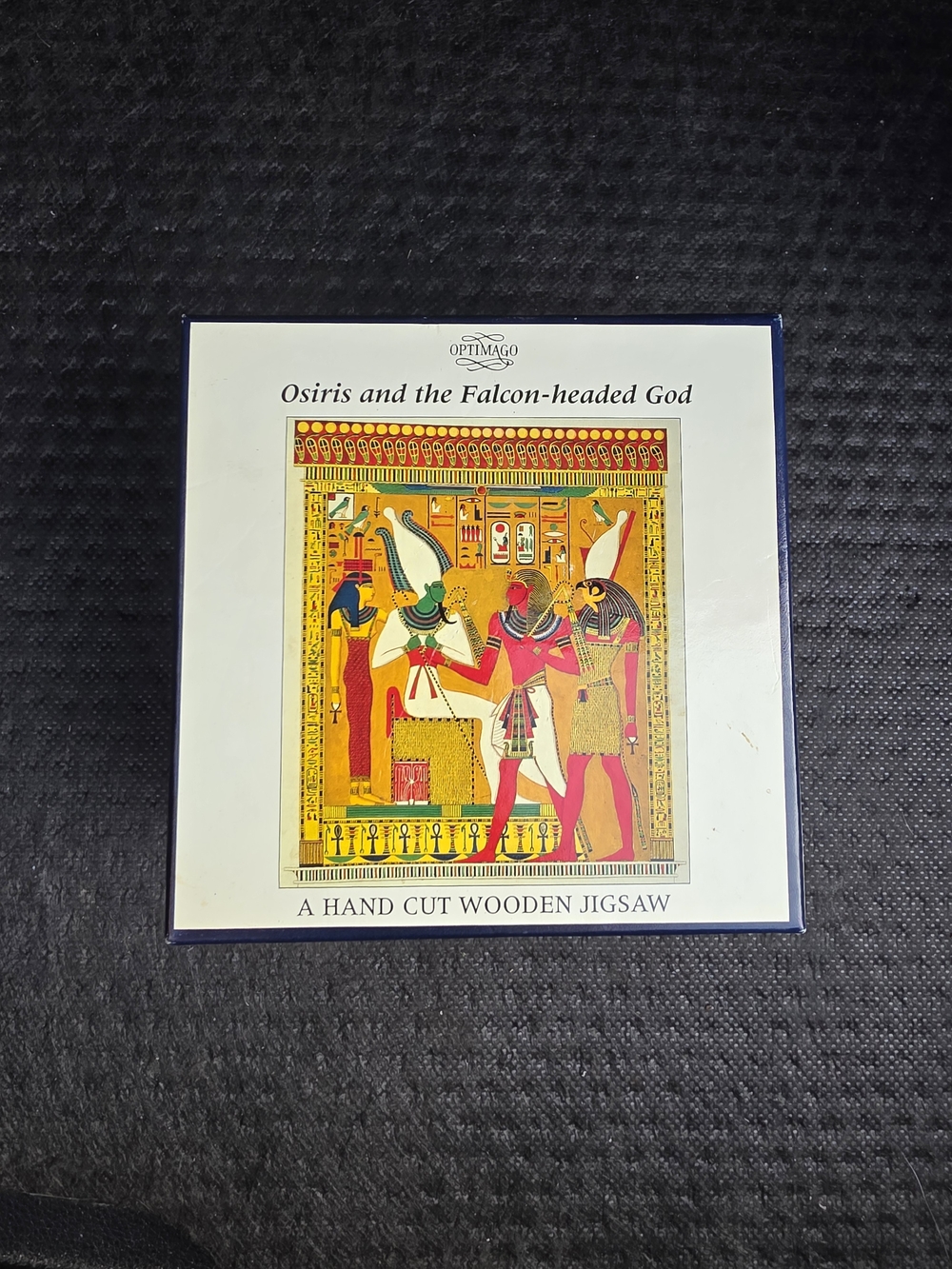 Osiris and the Falcon-headed God Hand-Cut Wooden Jigsaw Puzzle - Multicolor